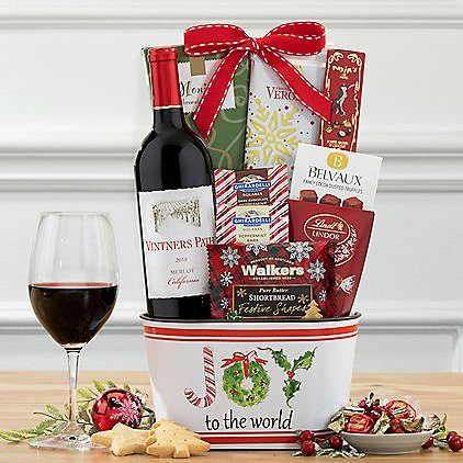 Vintners Path Merlot: Holiday Wine Gift Basket - GreatArrivals