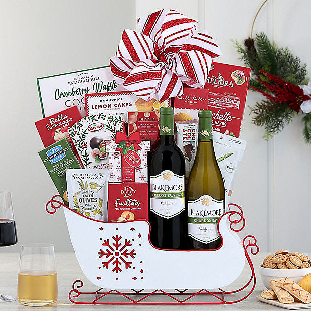 Blakemore Vineyards Duet: Holiday Sleigh Gift Basket - GreatArrivals