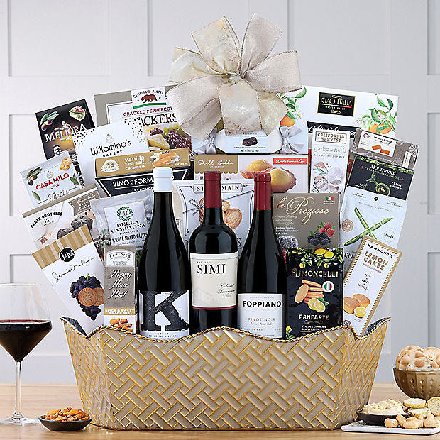 Red Wine Trio: Wine Gift Basket - GreatArrivals
