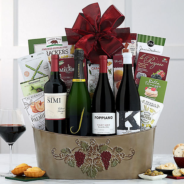 Vineyard Collection: Red & White Gift Basket - GreatArrivals