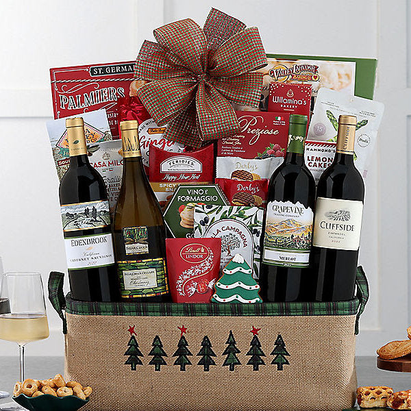Holiday Bliss: Gourmet Wine Gift Basket - GreatArrivals