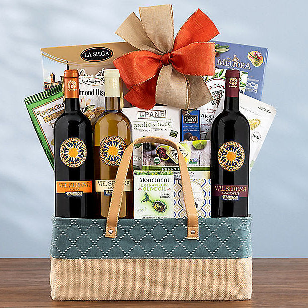 Italian Wine Trio: Gourmet Wine Gift Basket - GreatArrivals