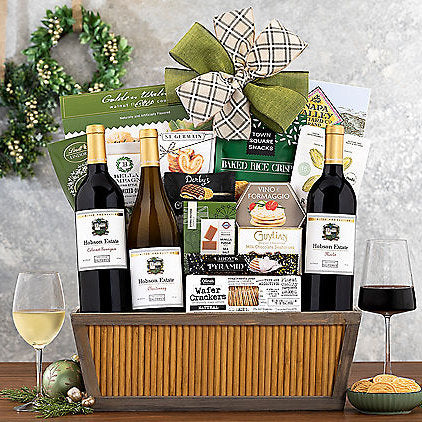 Hobson Estate Red & White Trio: Wine Gift Basket - GreatArrivals