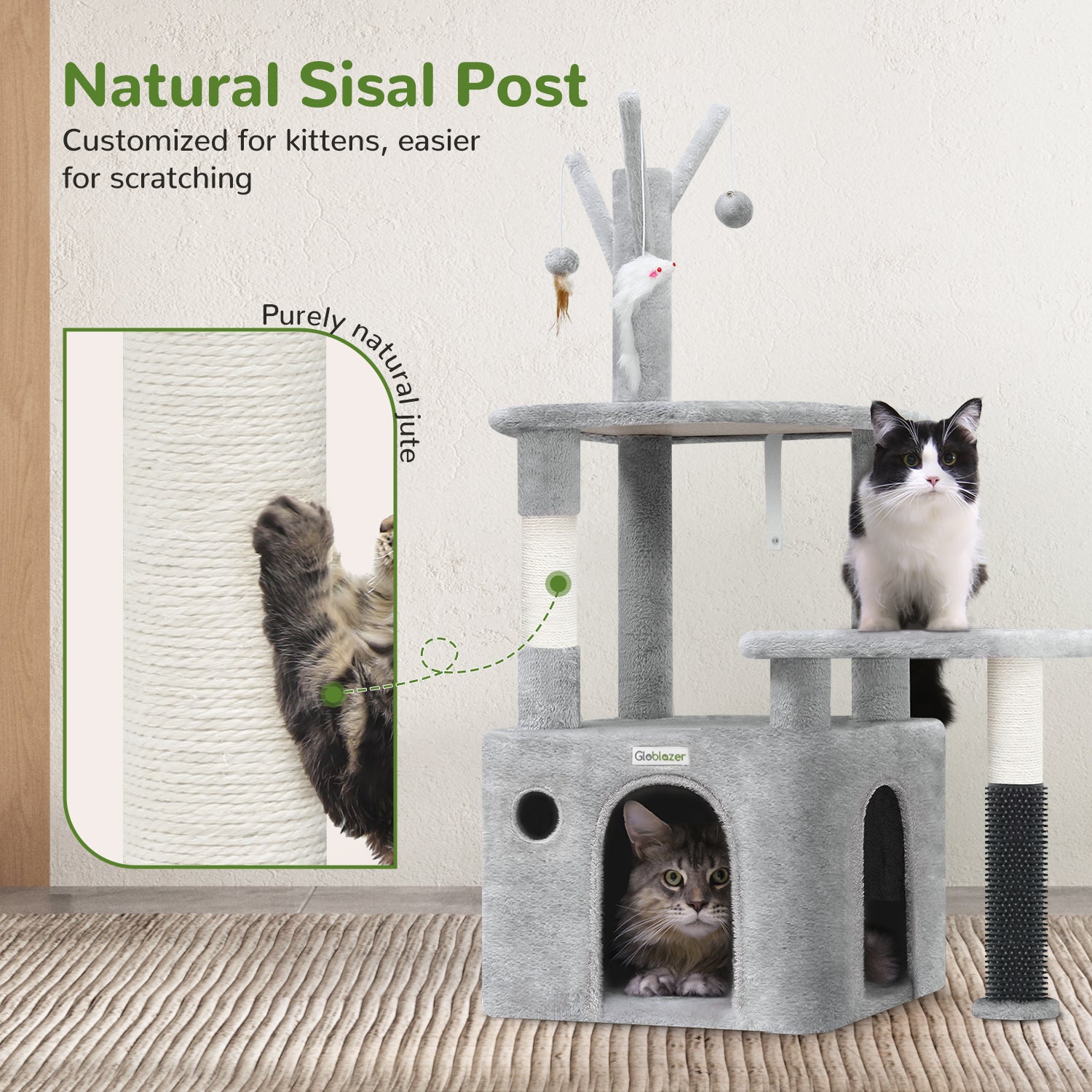 44 Inch Cat Climbing Frame Light Gray - 5 - CJ