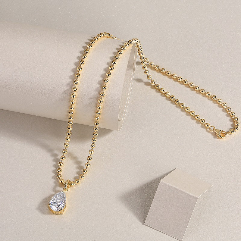 1Wish Light - A Fashionable And Trendy Diamond Jewelry Necklace Pendant Set With Pear - shaped Moissanite S925 Sterling Silver And Gold Plating Prohibit TikTok sales - 5 - cjdropshipping