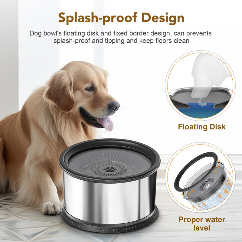 Stainless Steel Large Capacity Pet Non - slip Splash - proof Water Bowl - 0 - CJ