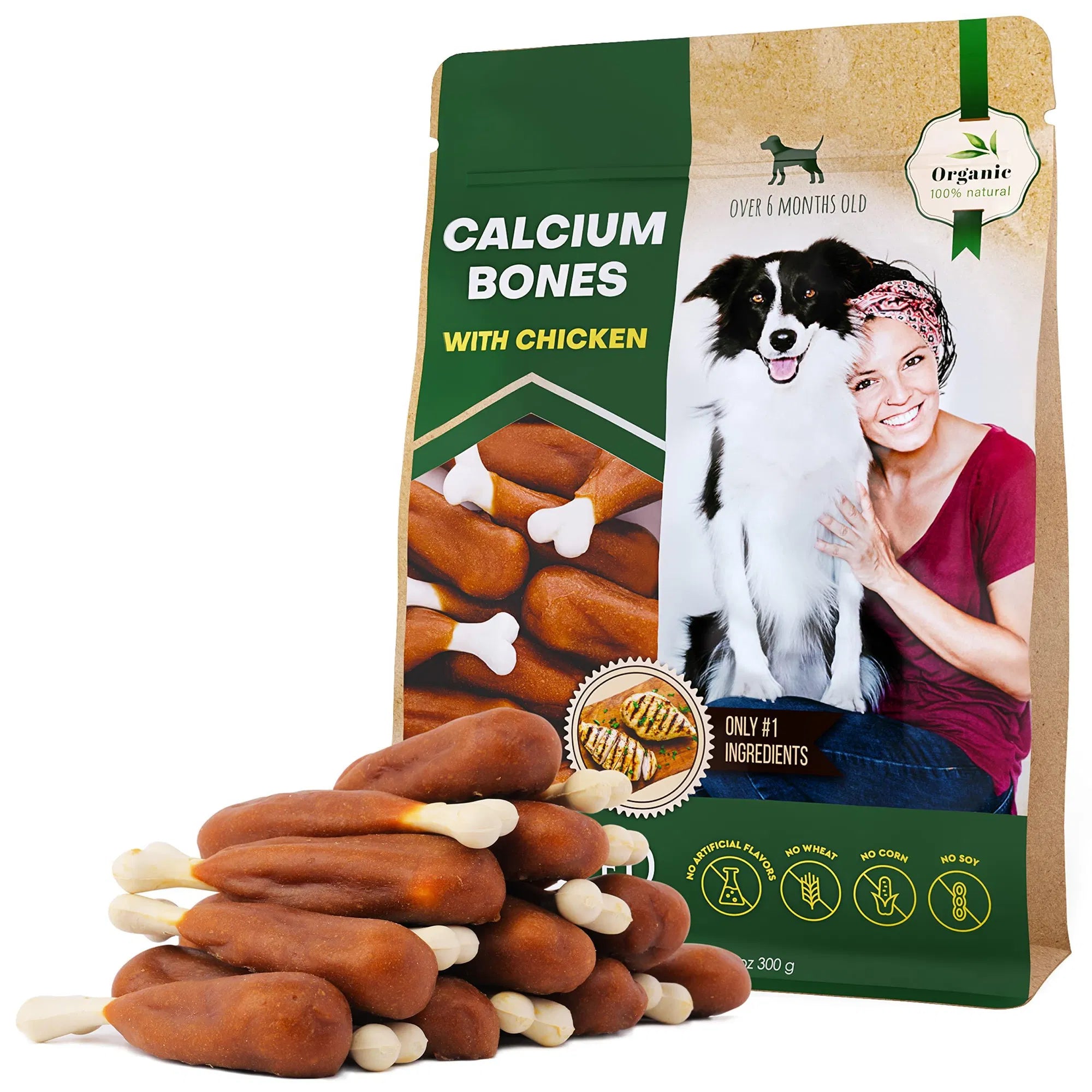 Dog Calcium Bones Wrapped Chicken & Rawhide Free Chew Treats Pet Healthy Dried Snacks Grain Free Organic Meat Chews For Training Small Large Dogs - 5 - CJ