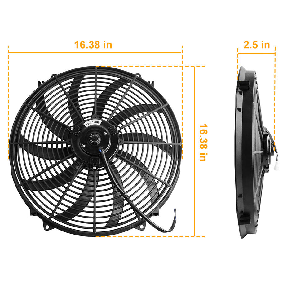 16 Inch Electric Radiator Cooling Fan 12V 120W 10 Blades Car Thermostat Kit With Mounting Kit - 5 - CJ