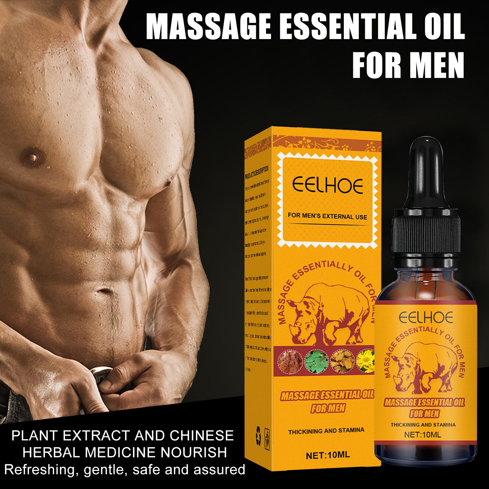 EELHOE Men's Massage Essential Oil, Men's Strength Body Exercise Care Massage Care Essential Oil - 5 - CJ