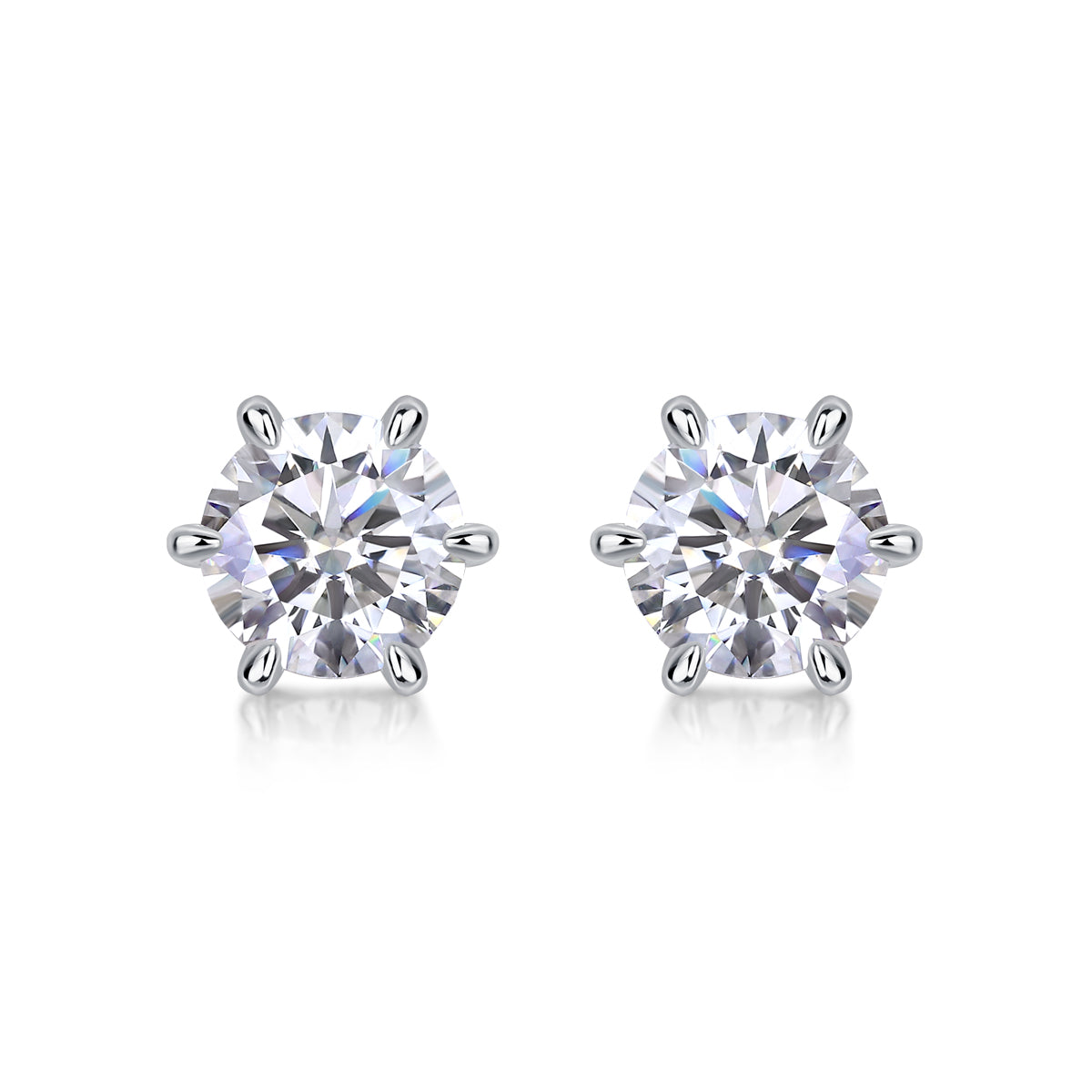 1Guardian Classic Six Claw Luxury Fashion Diamond Earrings Stud Set Mosan Diamond Silver Jewelry Prohibit TikTok sales - 5 - CJ