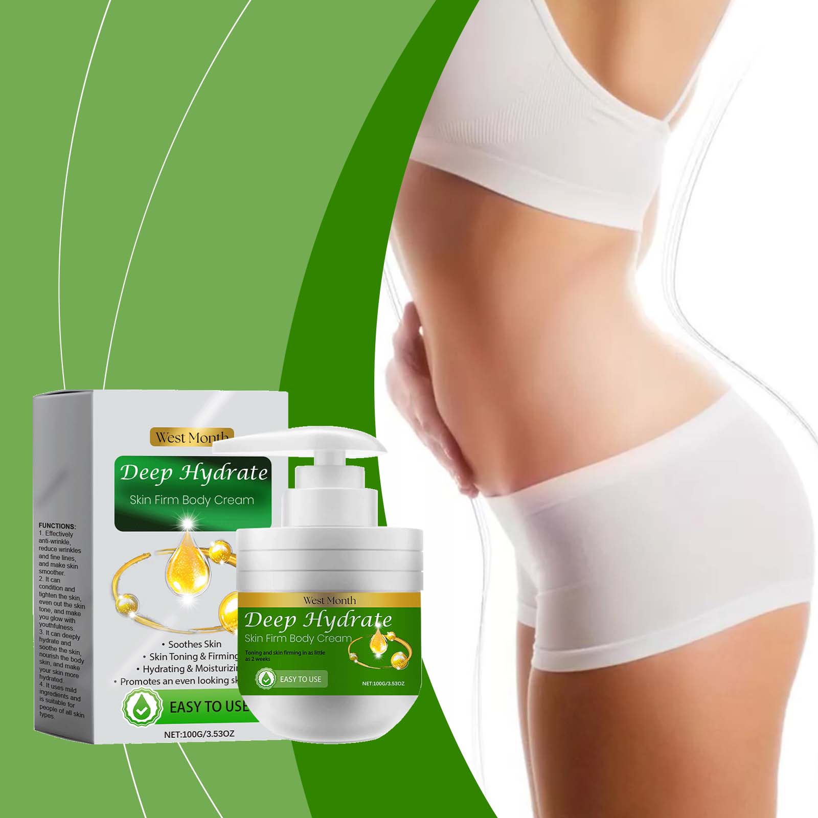 West&Month Moisturizing Body Cream, Moisturizing And Nourishing Skin, Waist, Legs, Body Care External Massage Cream - 5 - CJ