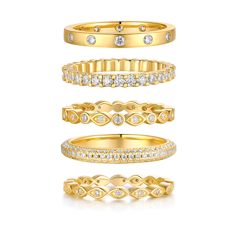 1Starlight Golden Melody - Fashionable Men’s And Women’s Ring And Ring Jewelry Set With Moissanite S925 Sterling Silver And Gold - plated Diamond Prohibit TikTok sales - 5 - cjdropshipping