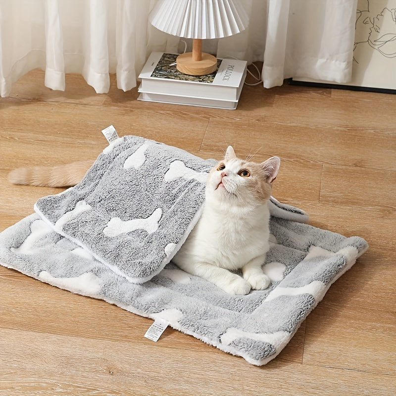 Self - Warming Cat Bed Mat Washable Dog Bed Crate Mat Soft Pet Sleeping Mat For Dogs And Cats Reversible Fleece Dog Crate Kennel Pad Cat Pet Bed - 5 - CJ