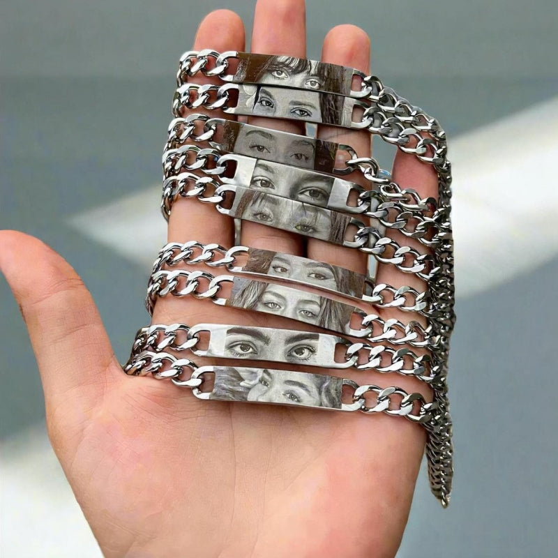 Personalized Human Eye Bracelet DIY Laser Engraved Stainless Steel Couple Bracelet Engraved Portrait Bracelet - 7 - CJ