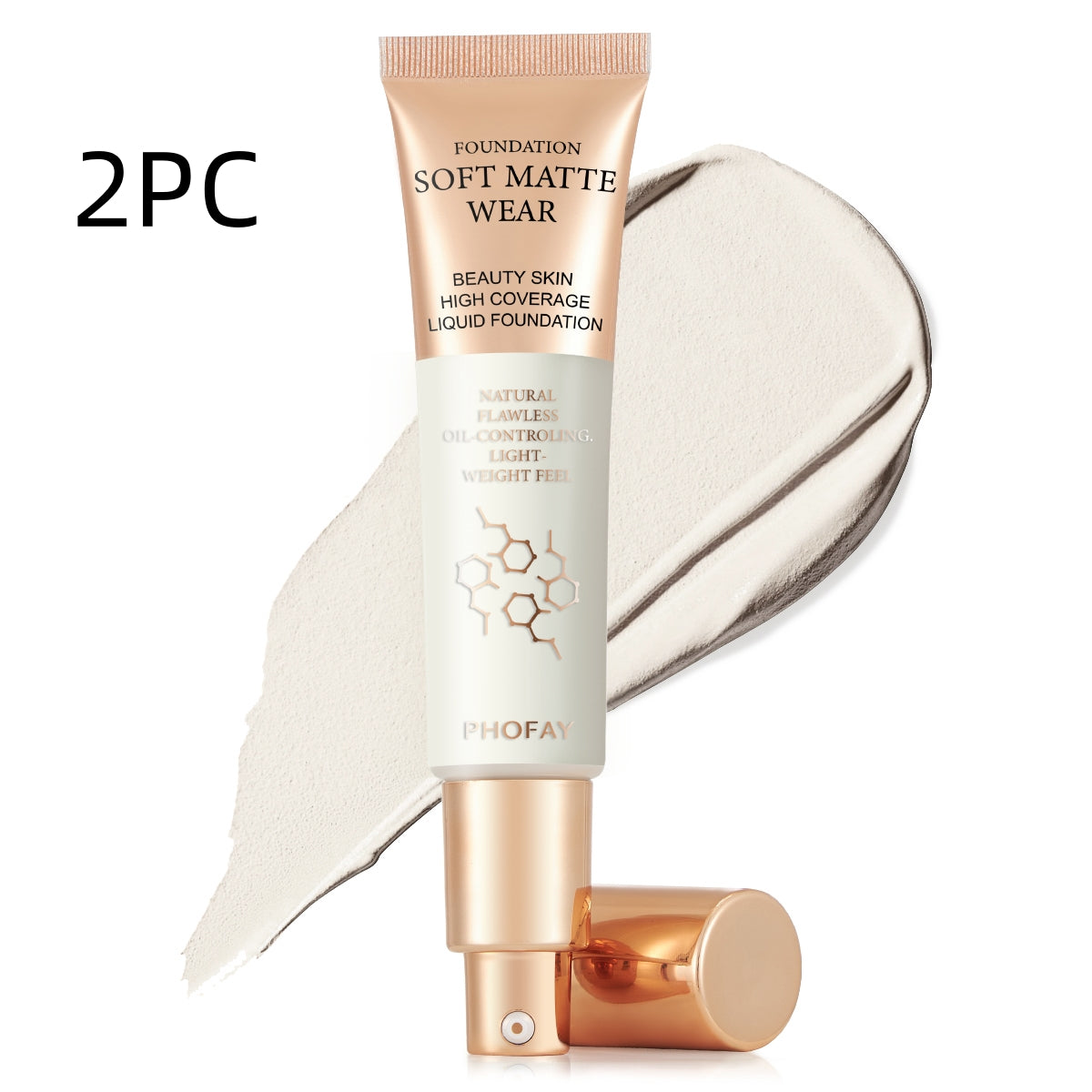 PHOFAY Full Coverage Foundation - 4 - CJ - 01 2pcs - CJCZ212019619SH