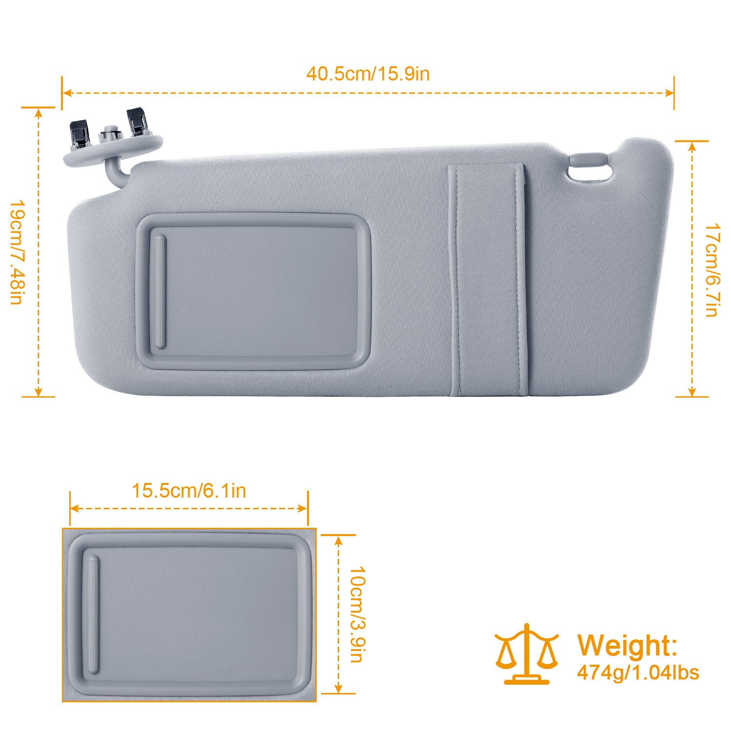 1Pc Auto Sun Visor Left Driver Side Car Sun Visor Fits 2007 - 2011 Camry Without Sunroof Vanity Light - 5 - CJ