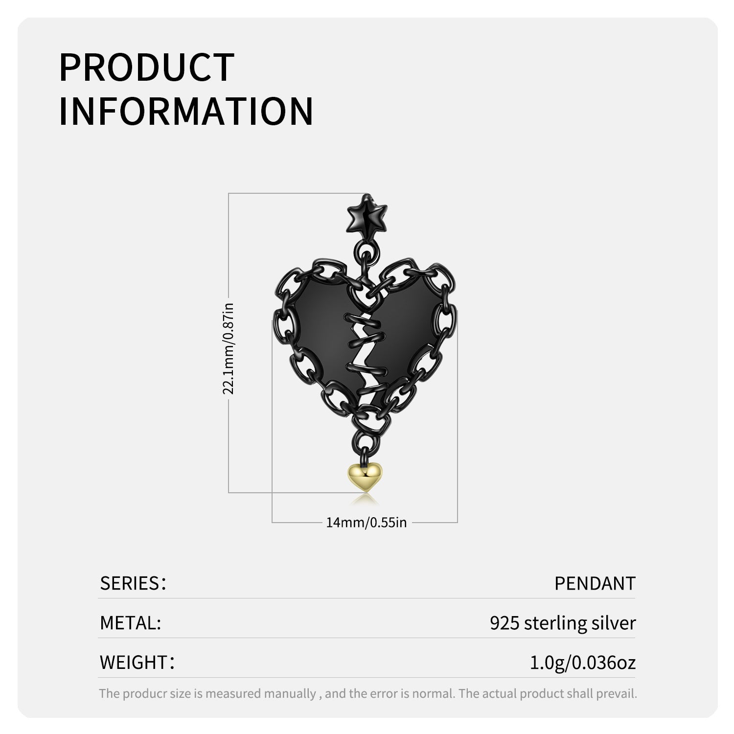 Sewn Heart Necklace Hollow Zirconium Inlaid Black Gold Niche Design S925 Sterling Silver Pendant - 4 - CJ