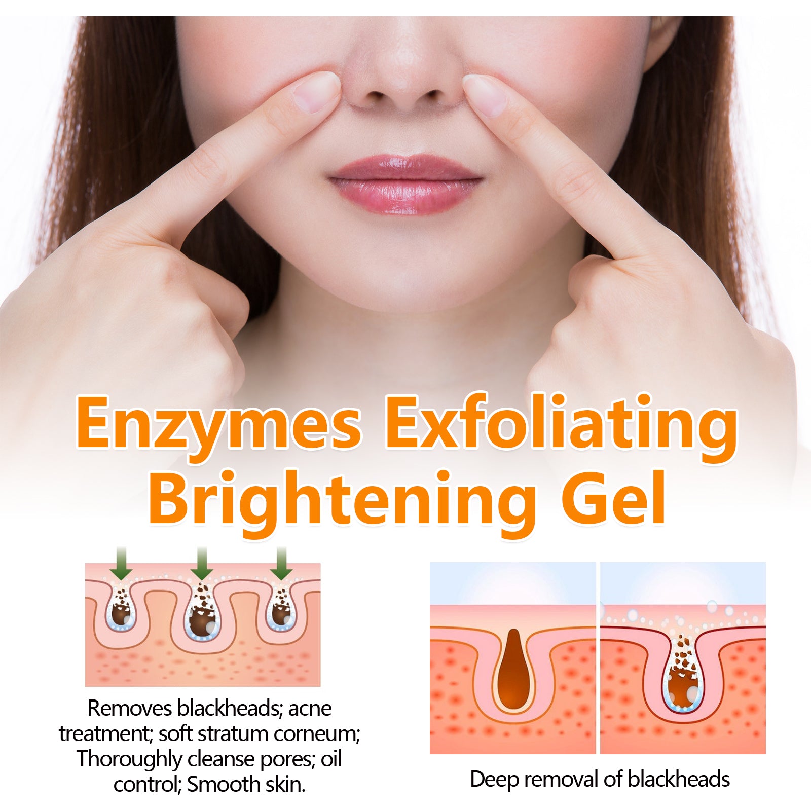 Hoygi Orange Enzymes Exfoliating Brightening Gel, Gently exfoliate blackheads, shrink pores, lighten and smooth delicate skin - 5 - CJ