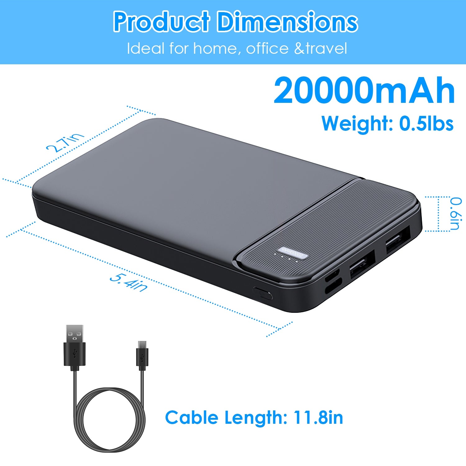 1Pc 30000mAh 20000mAh 1W MAh Fast Charging Power Bank With 1 USB Cable Fit For IOS Phone 15 14 13 And More - 5 - CJ