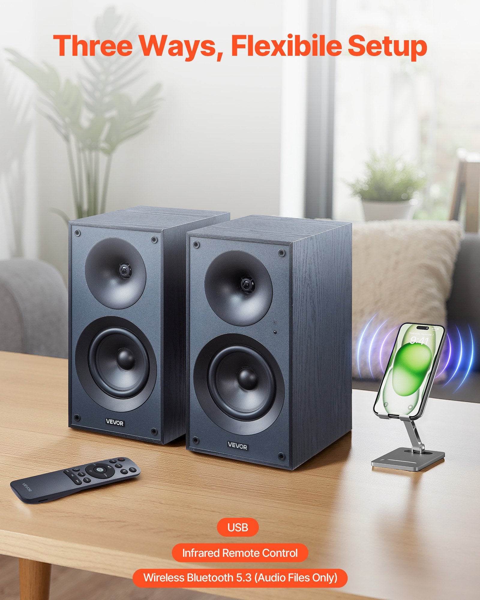 Active Powered Bookshelf Studio Monitor Speakers 25W X2 Bluetooth Coaxial Stereo - 5 - CJ