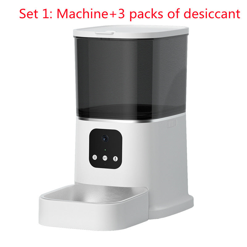 Pet Automatic Feeder Large Capacity Smart Voice Recorder APP Control Timer Feeding Cat Dog Food Dispenser With WiFi Pet Bo - 0 - CJ - White set1 - Video version - EU - CJMY144622072TG