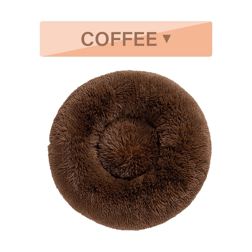 Fluffy Donut Dog Bed Warm Soft Long Plush Pet Cushion Dog House Cat Bed Washable Pet Sofa Mat Calming Samll Large Dog Beds - 4 - CJ