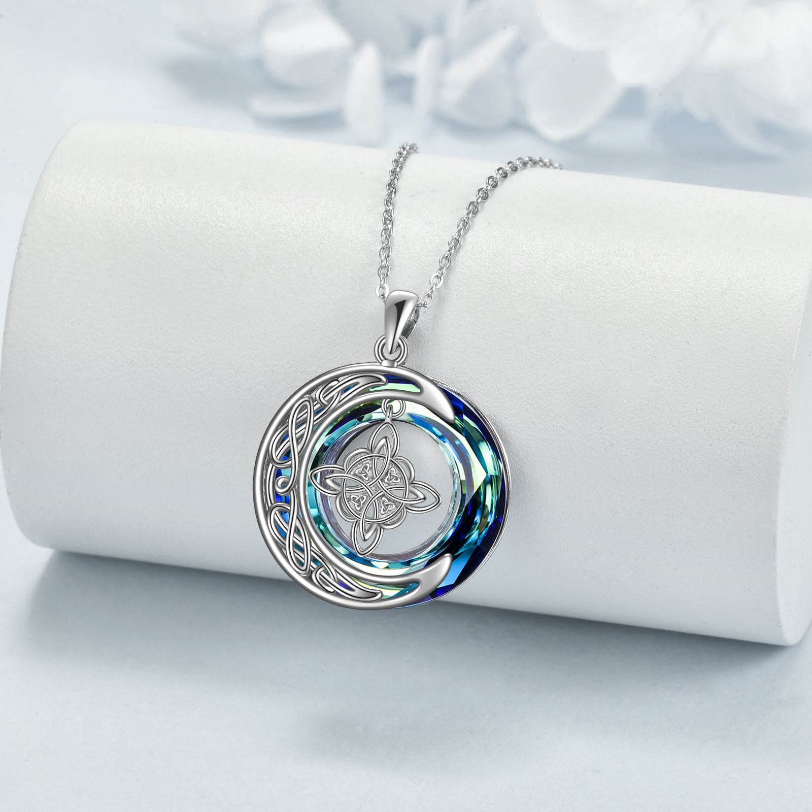 Celtic Moon Witch Knot 925 Sterling Silver Witch Good Luck Crystal Necklace - 5 - cjdropshipping