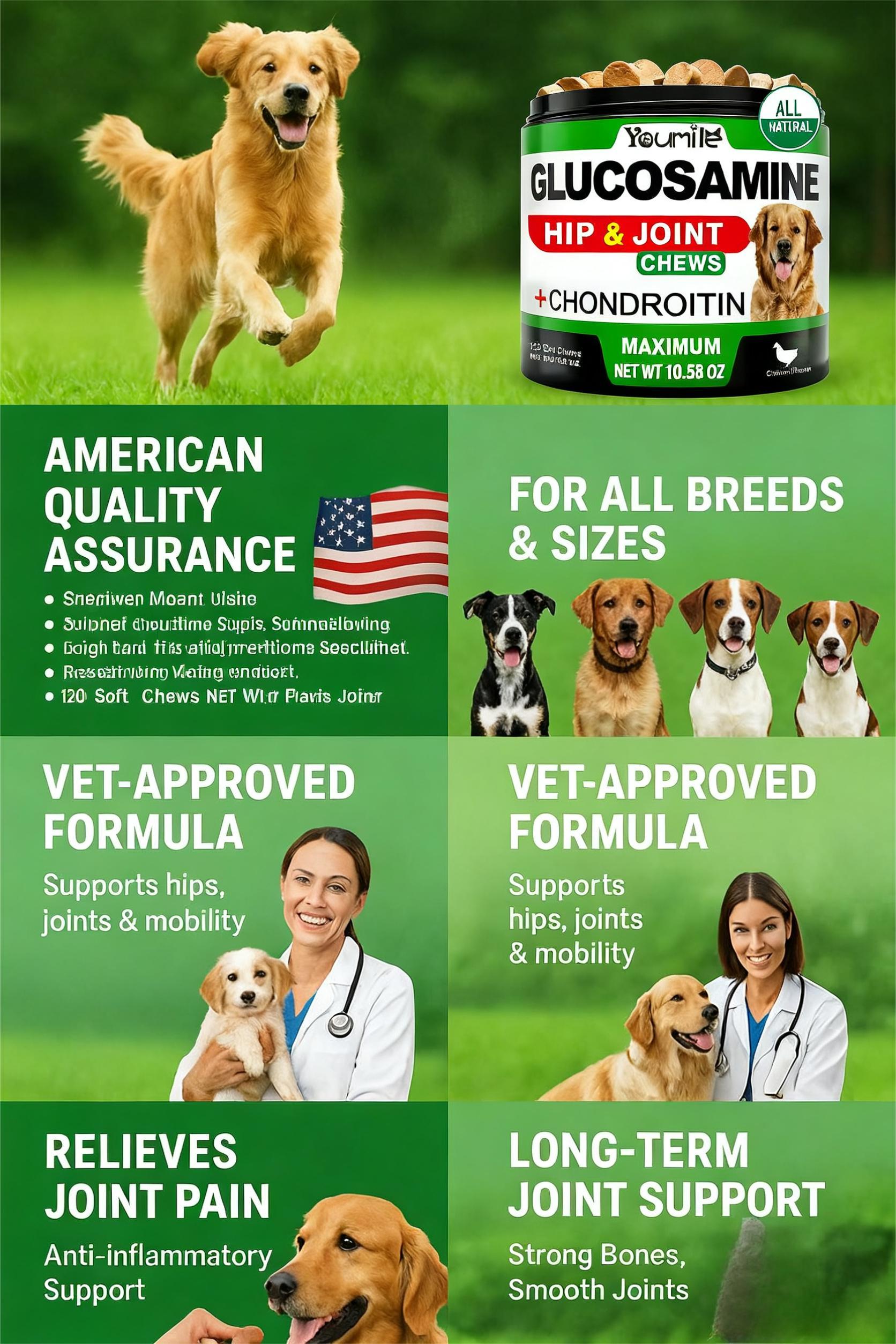 Youmile Hip & Joint Health Supplement For Dogs 120 Chews, Glucosamine Chondroitin MSM Dog Chews With Hyaluronic Acid, Liver Flavored Bone & Joint Support Supplement, For All Breeds - 5 - CJ