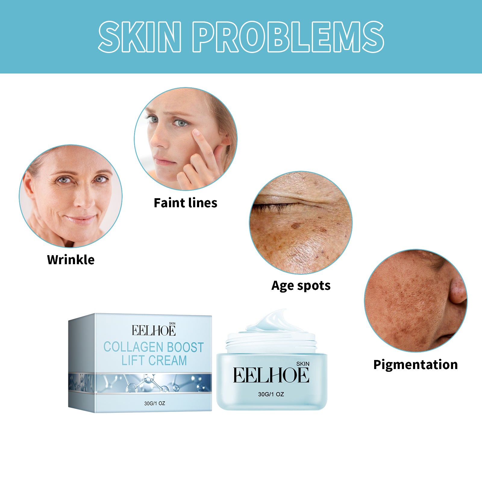 EELHOE Collagen Boost Lift Cream, Lighten Wrinkles By Moisturizing And Firming Skin Anti - Aging Cream - 5 - CJ