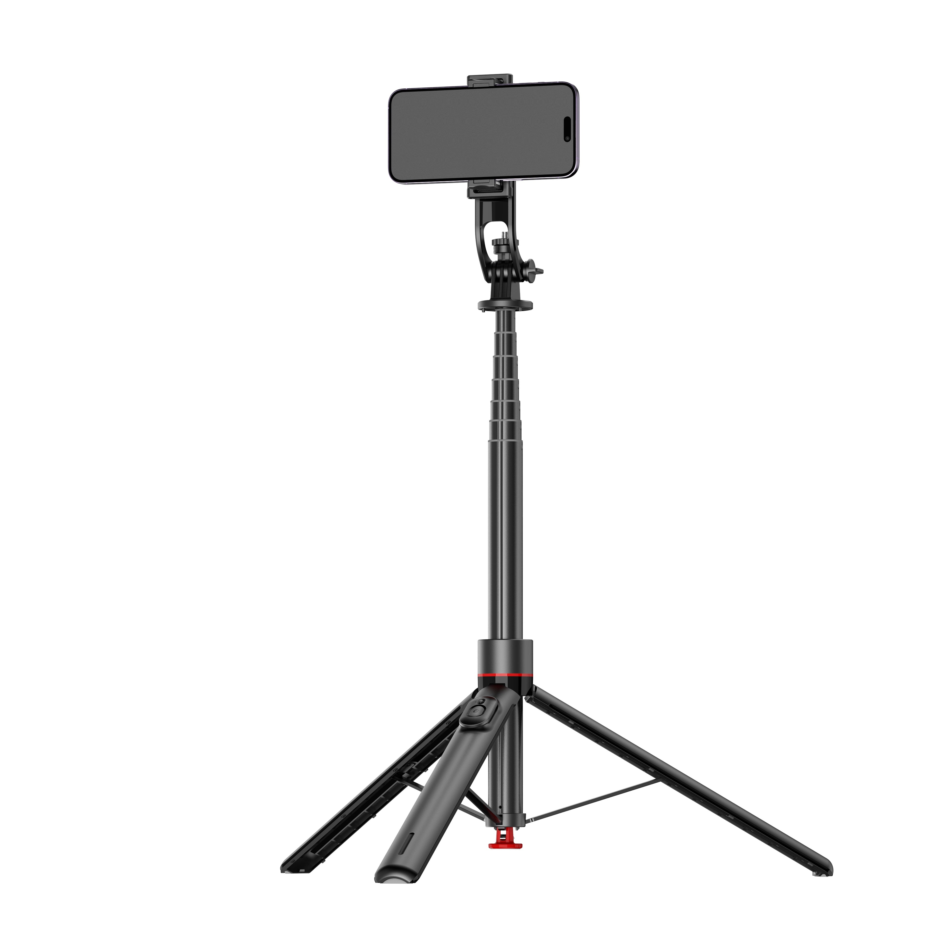 Selfie Stick Tripod With Fill Light, Extendable Phone Stand With Wireless Remote, Universal Compatible For Smartphones, Portable For Travel & Video Recording - 5 - CJ