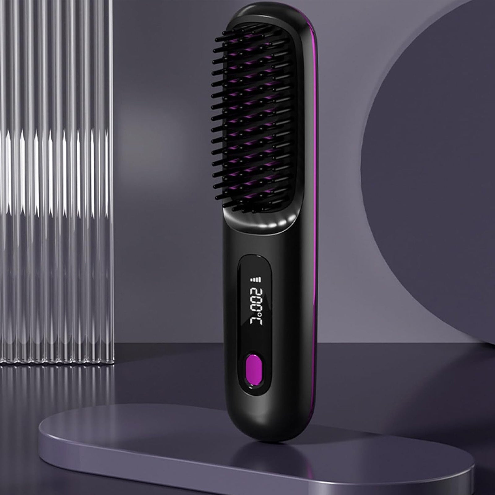 S7 Portable Cordless Hair Straightening Brush With LED Display - Lightweight Mini Negative Ion Hot Brush, USB Rechargeable Women's Travel Essentials Gift, Scald Protection - 5 - CJ