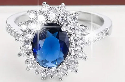 Inlaid Simple Ring Affordable Luxury Fashion Blue Diamond Ring - 0 - CJ