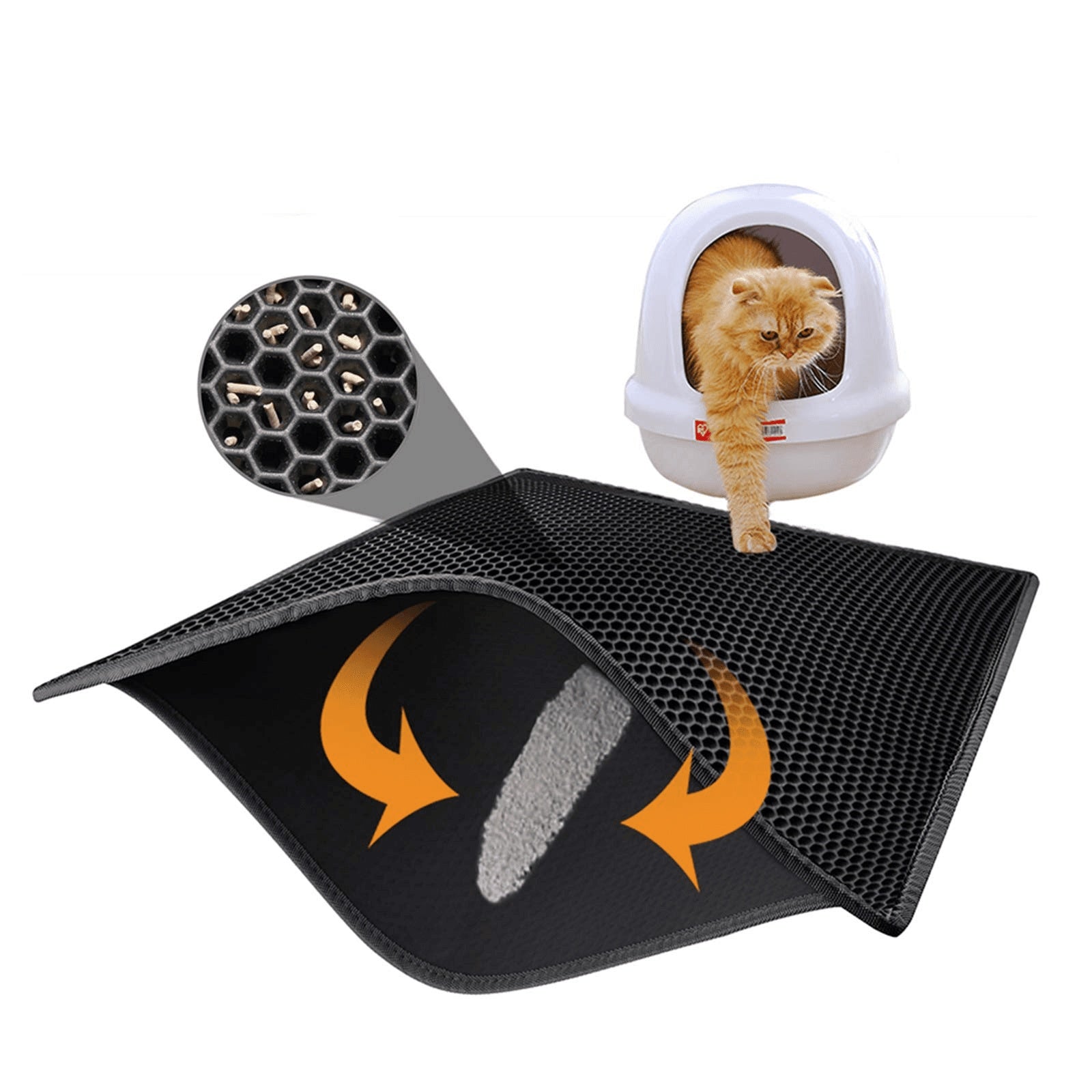 Kitty Cat Litter Mat Trapping Honeycomb Double Layer Design Waterproof Double Layer EVA Cat Litter Pad Waterproof Non - slip Sand Basin Filter Kitten Dog Washable Mattress - 5 - CJ