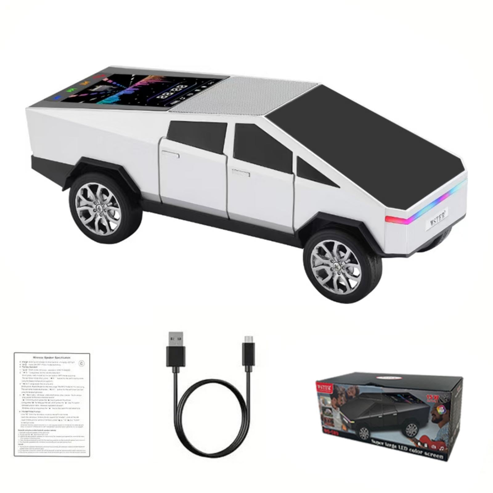 WS - 580 Bluetooth Pickup Truck Portable Speaker With Display, High - definition Sound, TWS Pairing, FM Radio, Built - in Microphone For Hands - free Calls, A Surprising Gift For Car Enthusiasts - 5 - CJ