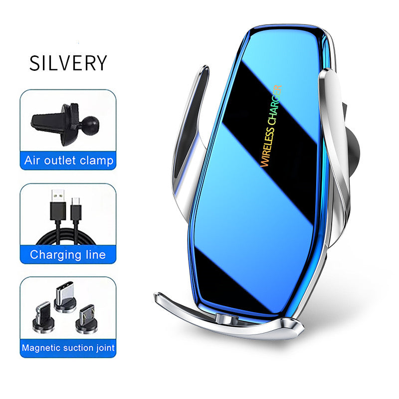 Fully Automatic Induction Car Wireless Charging Mobile Phone Holder - 0 - CJ - Silver 15W fast charge - CJSJ137935102BY
