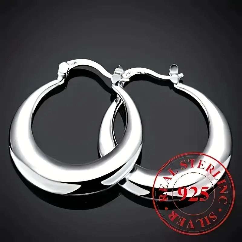 Circle Earrings, Simple And Grand, Outline Elegant Contours With Smooth Lines, Featuring A Soft Luster That Adds A Touch Of Sophistication To Your Outfit. - 5 - CJ