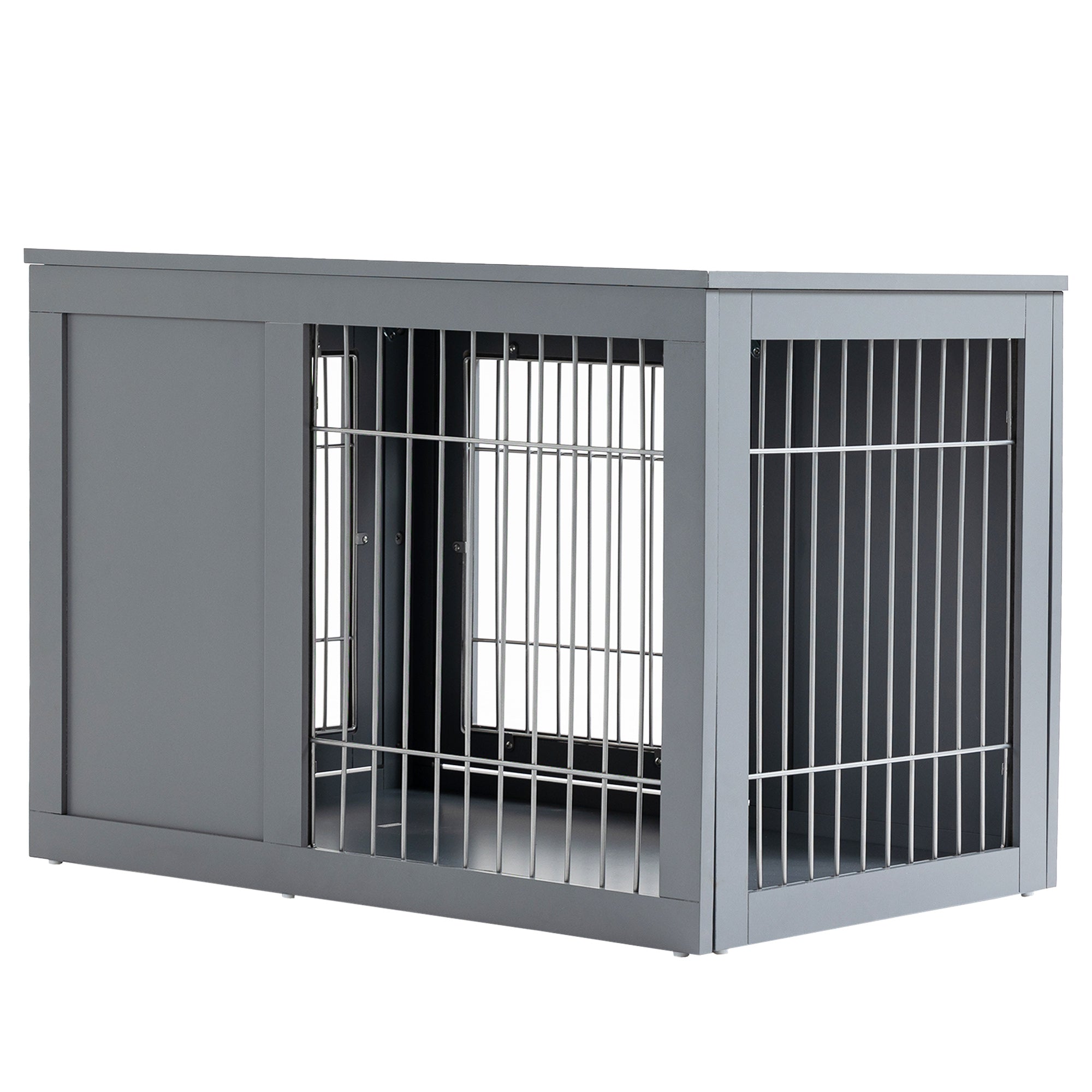 Dog Cage Furniture Metal Indoor Pet Cage Cage, Double Door End Table, Small & Medium Dog House Locks, Grey - 5 - CJ
