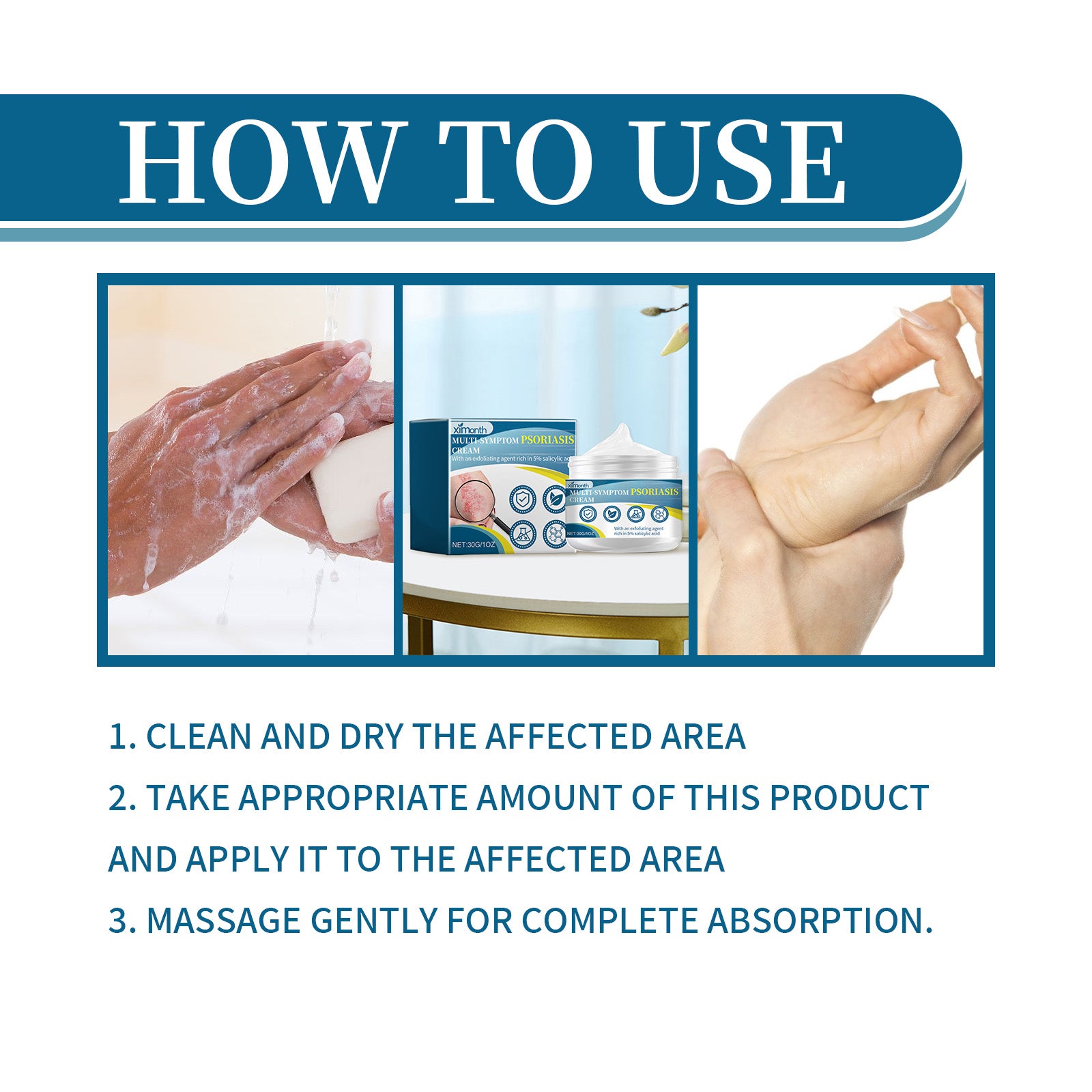 Ximonth Psoriasis Treatment Cream Repair Hand, Foot And Body Moss Redness And Itchy Skin Topical Treatment Cream - 5 - CJ