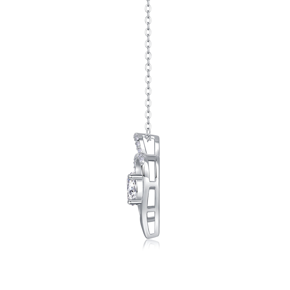1Heart To Heart Connected Luxury Fashion Diamond Pendant Necklace Set With Mosan Diamond Silver Ornaments Prohibit TikTok sales - 5 - CJ