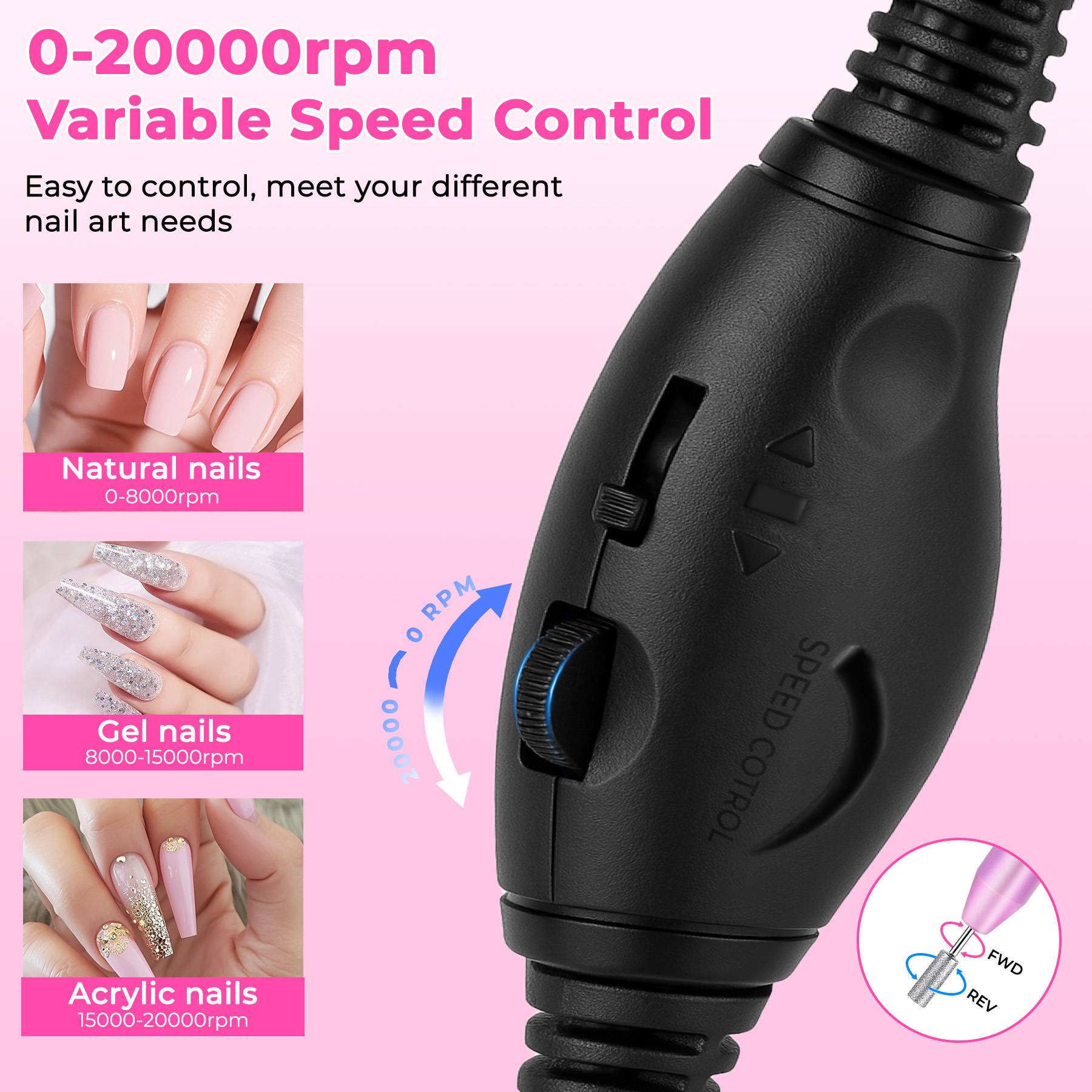 Professional Portable Electric Nail Drill,Manicure Pedicure With Nail Drill Bits - 5 - CJ