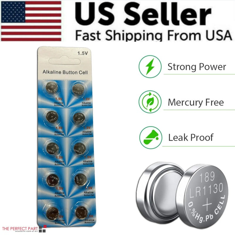 10 PCS LR1130 AG10 389 Alkaline Battery 1.5V Button Cell For Watch Calculator US - 5 - CJ