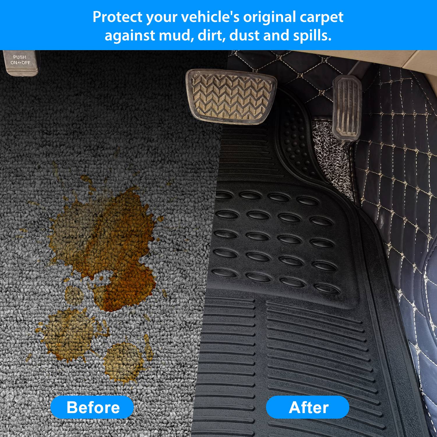 Set Of 3Pcs Automotive Floor Mats Set Front Rear PVC Rubber Floor Mats Heavy Duty Drive Vehicle Car Mats With Trimmable Design Fit Most Cars SUVs Trucks - 5 - cjdropshipping