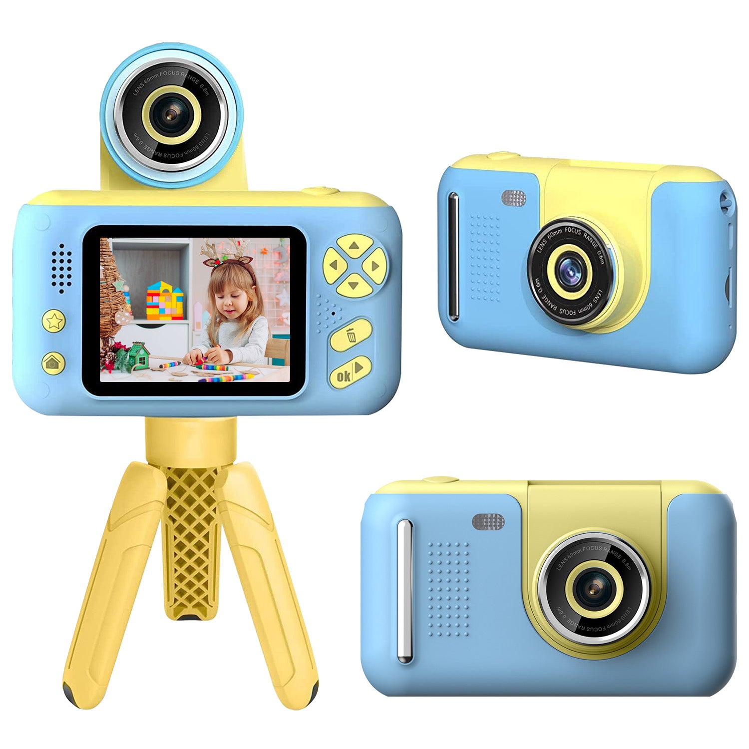 1Pc Kids Digital Camera With Flip Lens Children Video Camcorder Christmas Toy Birthday Gifts With Tripod 2.4in Screen 32G MMC Card For 3 - 10 Year Old Boys Girls - 5 - CJ