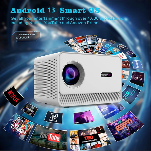 Smart Projector, Support 4K Decoding, Android 13, T950S Quad - Core, 2 Plus 16GB Memory, Dual - Band WiFi, Home Office Projector - 5 - CJ