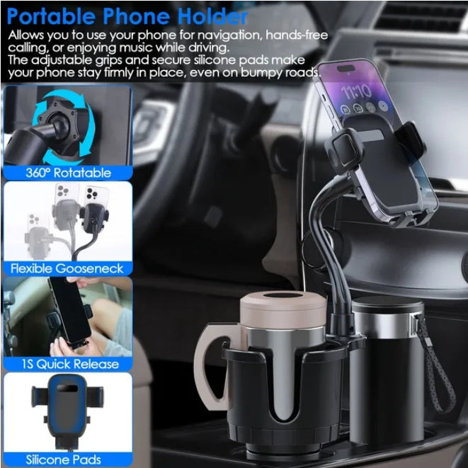 2 In 1 Car Cup Mobile Phone Holder Car Beverage Holder - 5 - CJ