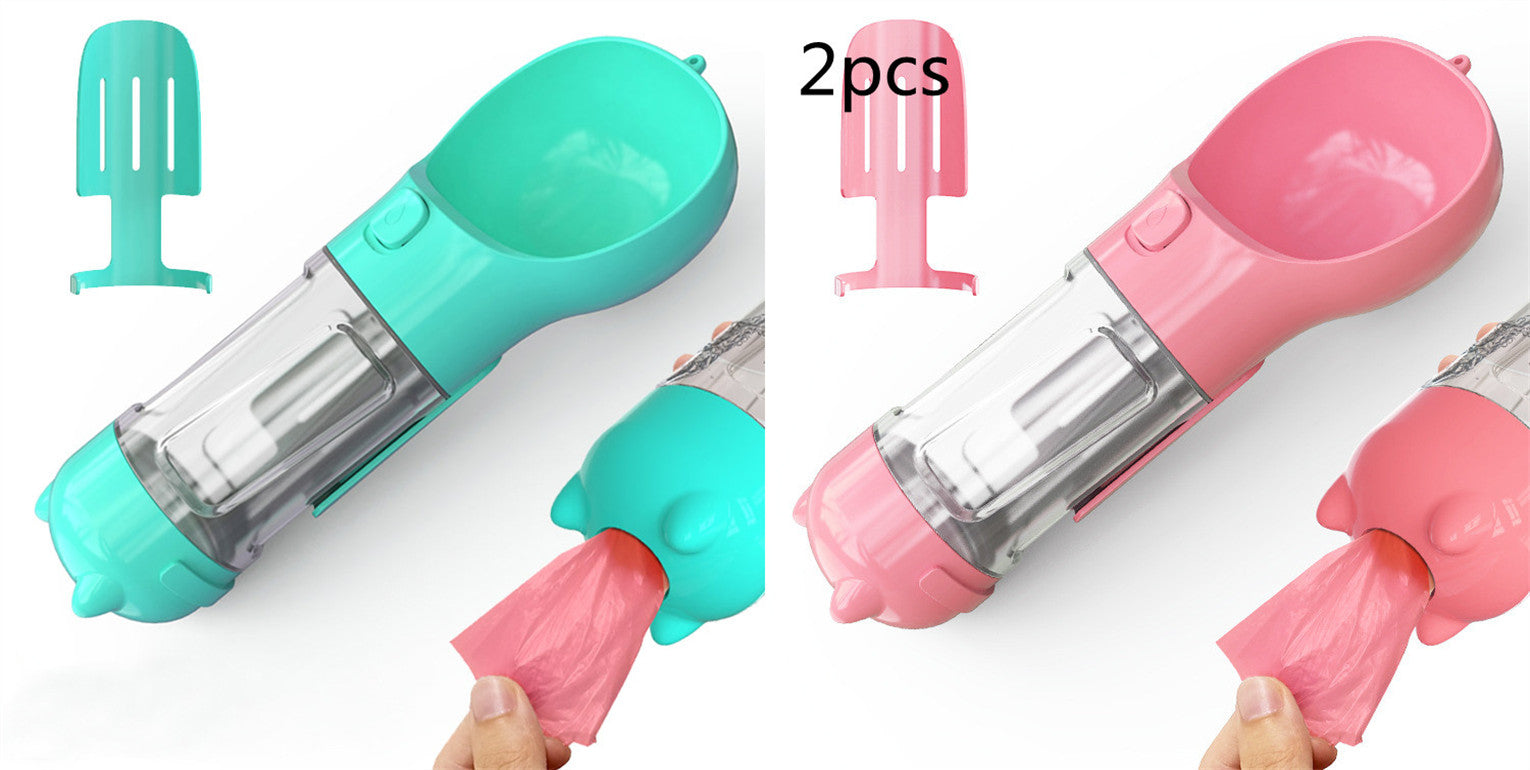 Pet Water Bottle Feeder Bowl Garbage Bag Storage Portable Pet Outdoor Travel 3 In 1 Dog Water Bottle - 0 - CJ
