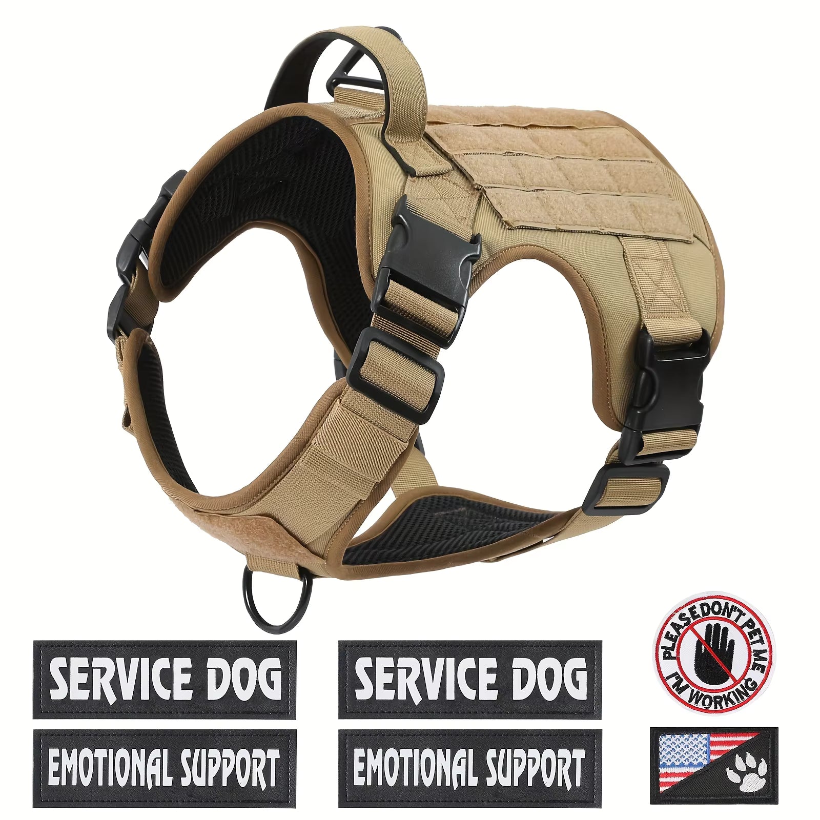 American Local Tactical Pet Boobs Service Dog Harness Vest Adjustable Reflective Dog Harness Metal Buckle Hiking Training - 5 - CJ