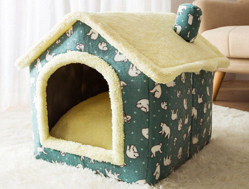 Foldable Dog House Pet Cat Bed Winter Dog Villa Sleep Kennel Removable Nest Warm Enclosed Cave Sofa Pets Supplies - 0 - CJ
