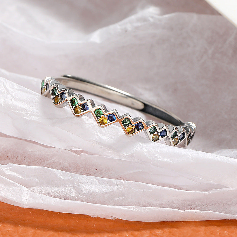 S925 Sterling Silver Colorful Zircon Love Ring Female Vintage Thai Silver - 4 - https://x.com/titan_prim62775J
