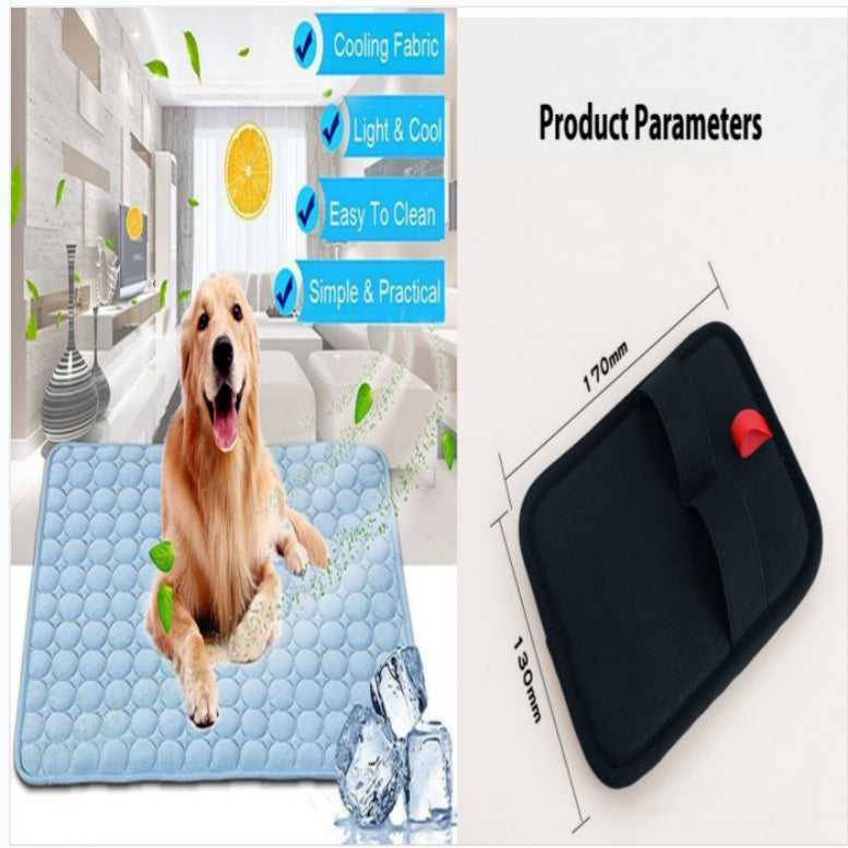 Pet Dog Cat Ice Silk Cold Nest Pad For Cooling In Summer - 0 - CJ - Blue set - 150x100cm - CJJJCWGY00320 - Blue set - 150x100cm